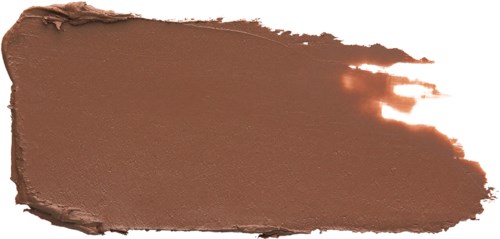 En brun sminkprov med en ojämn kant och lite glans, verkar vara läppstift eller krämig make-up.