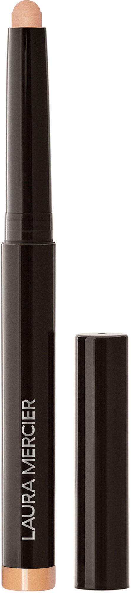 En beige makeup-penna med svart förpackning och lock, märkt 'LAURA MERCIER'.