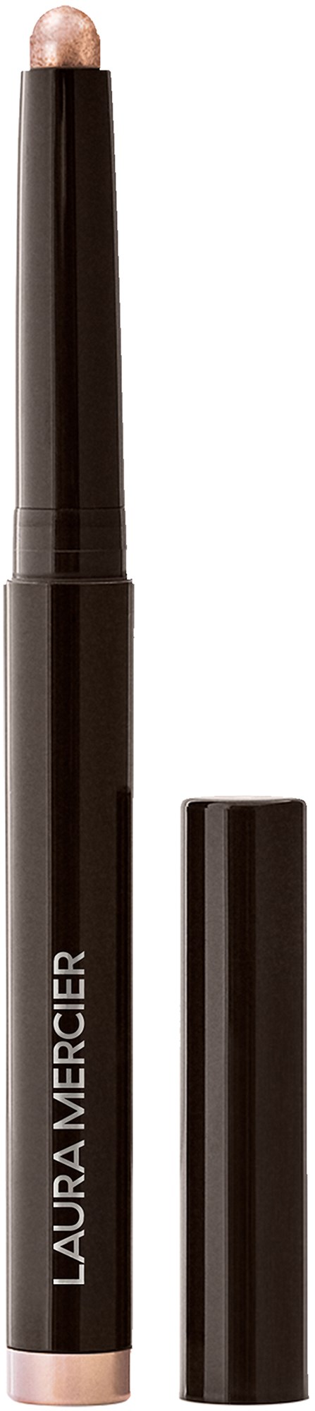 En svart kosmetikpinne med beige topp, märkt Laura Mercier. Det ser ut som en highlighter eller makeup-stift.
