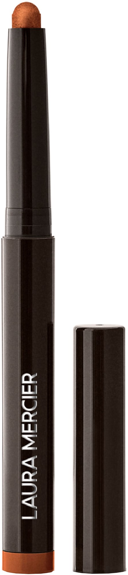 En makeup-sticka med en brun topp, svart kropp och texten 'Laura Mercier' på.