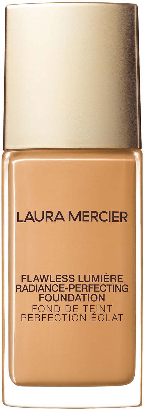 Laura Mercier Flawless Lumière -meikkivoide pullo, vaalean beige väri, kultainen kansi.