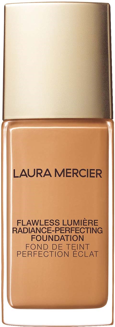 Laura Mercier Flawless Lumière Radiance-Perfecting Foundation pullo, kultainen korkki, beige neste.