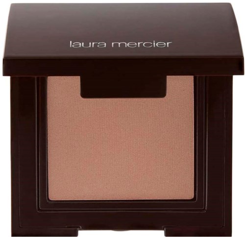 Laura Mercier -kellopakkaus, jossa vaaleanpunainen poskipuna ja ruskea kansi.