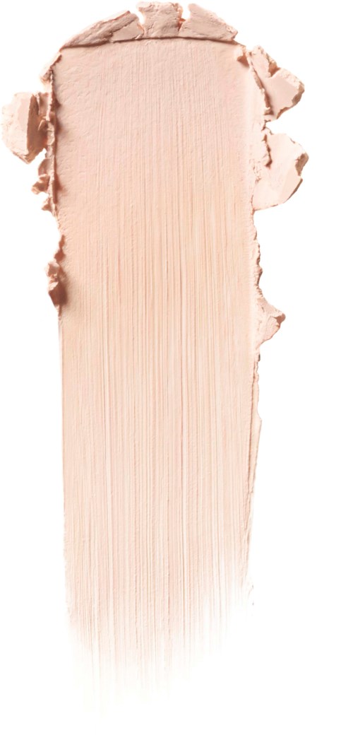 A swatch of beige cream makeup or foundation with rough edges and visible strokes.