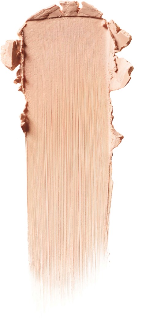 A smear of makeup foundation on a white background, thick on top and gradually fading down.