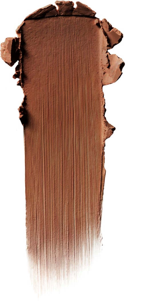 A brush of brown makeup or cosmetic product with a streaked finish on a white background.