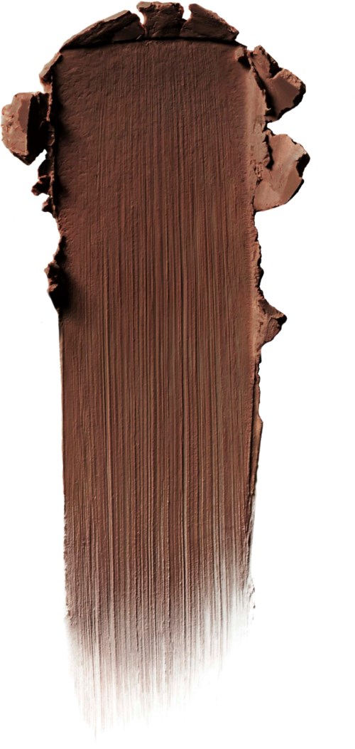 A smear of brown makeup or painting with uneven edges and a brushed texture.