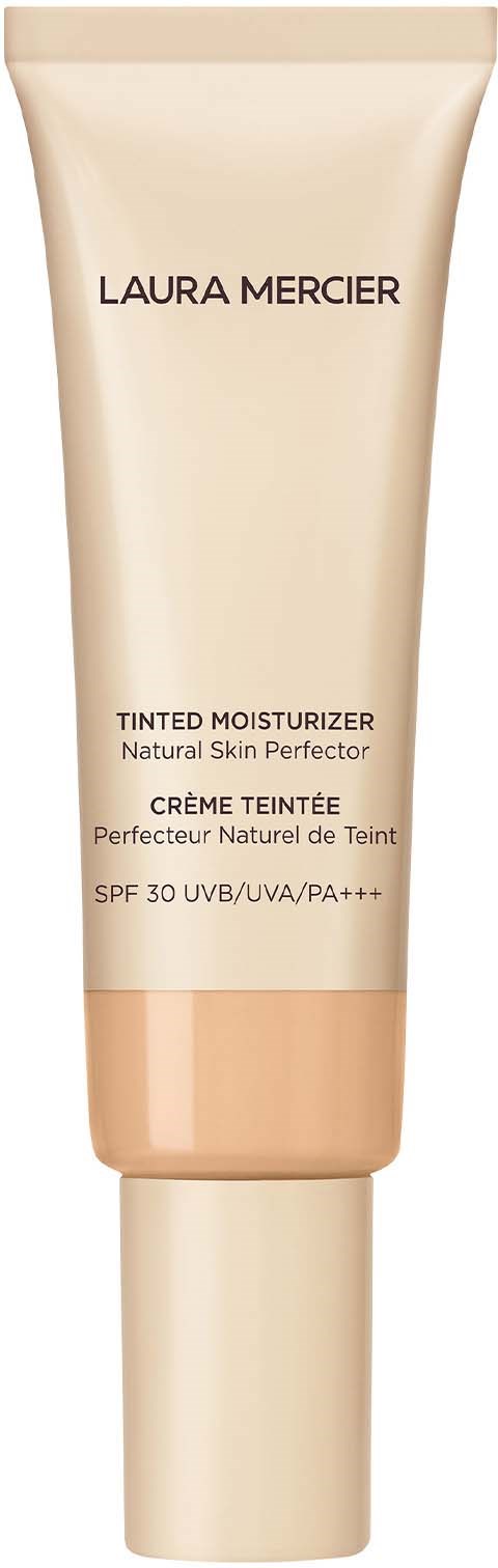 En beige tub med Laura Mercier färgad fuktighetskräm med SPF 30 och UV-skydd.