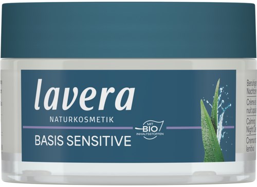 A jar of Lavera sensitive natural cosmetics with aloe vera on the label.