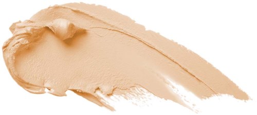 Cream makeup swatch in beige color, spread smoothly. Shows texture and sheen.