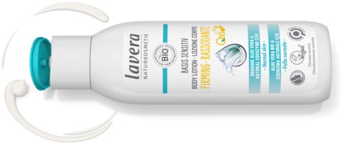 A white bottle with blue and black text, labeled La Roche-Posay, moisturizes skin, contains sun protection, and is eco-friendly.