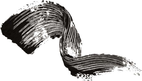 Ein schwarz-weißes abstraktes Werk mit Pinselstrichen, die über einen weißen Hintergrund verlaufen und eine fließende, wellenartige Form bilden.