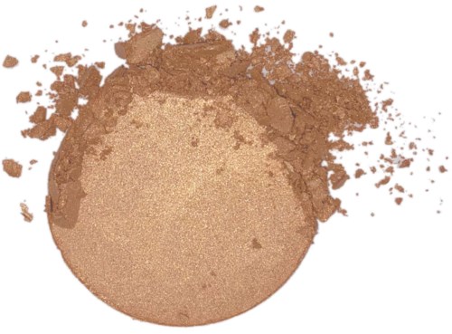 En krossad makeup-puder med löst brunt pudert löst runt runt.