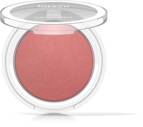 A round blush powder container with a clear lid, labeled "laura GELLÉ" and "BLUSH POWDER".