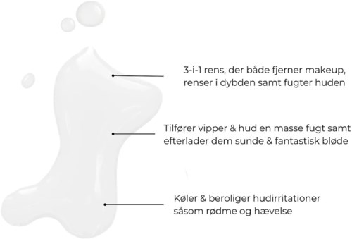 Een huidverzorgingsproduct met drie voordelen: verwijdert make-up, reinigt diep en kalmeert en hydrateert de huid.
