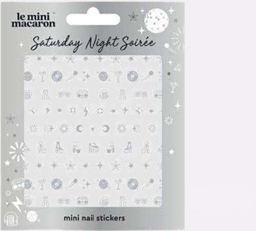Pakkaus pieniä kynsibändäriä erilaisilla kuu- ja tähtiteemoilla Saturday Night Soiree.