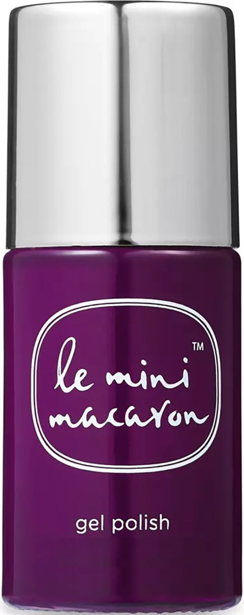 En liten lila flaska med silverlock märkta 'le mini macaron gel polish'.