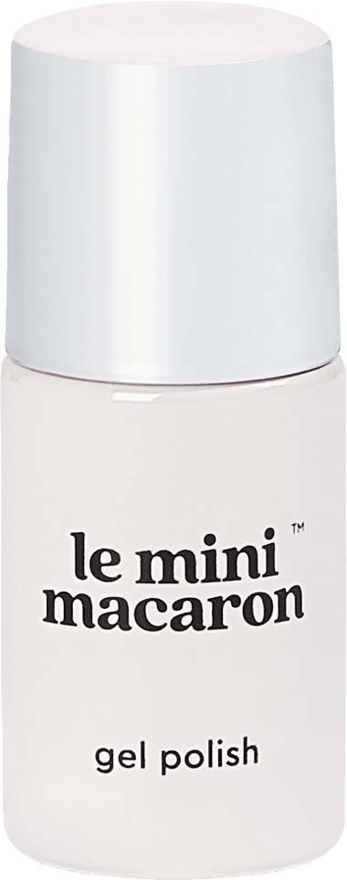 A small white bottle labeled 'le mini macaron gel polish' for nails.