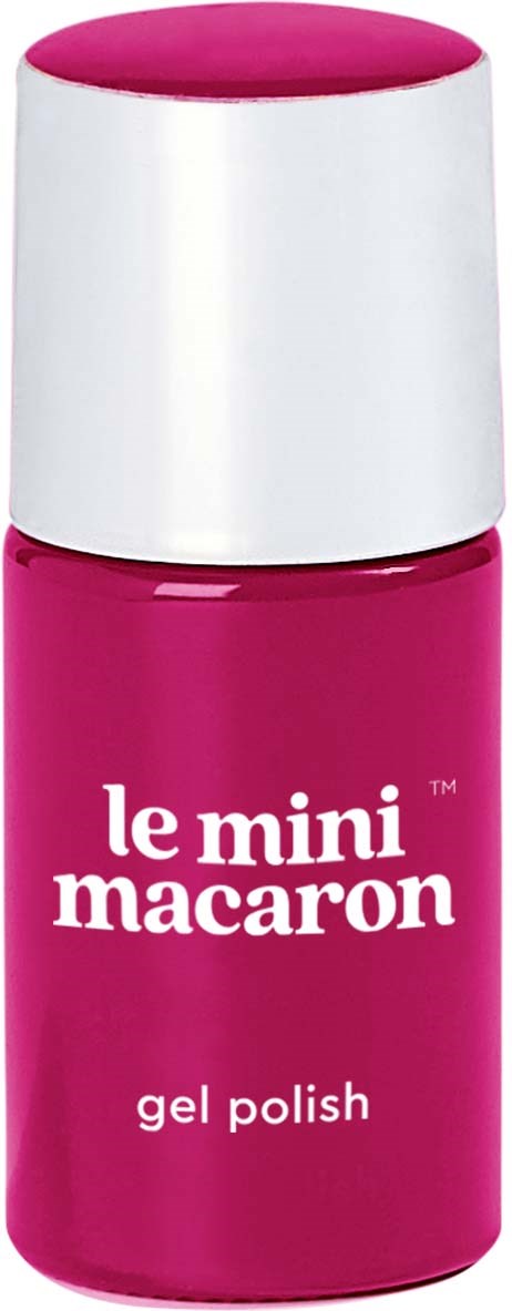Rosa flaska med Le Mini Macaron gelnagellack med vit kork.