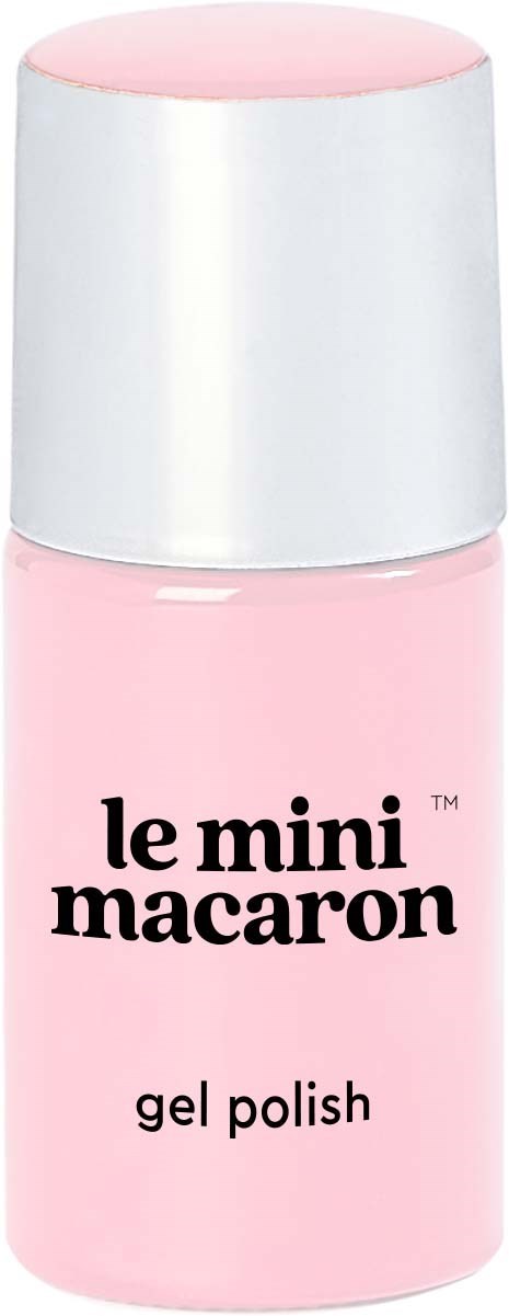 Pink bottle of gel nail polish labeled 'le mini macaron'.