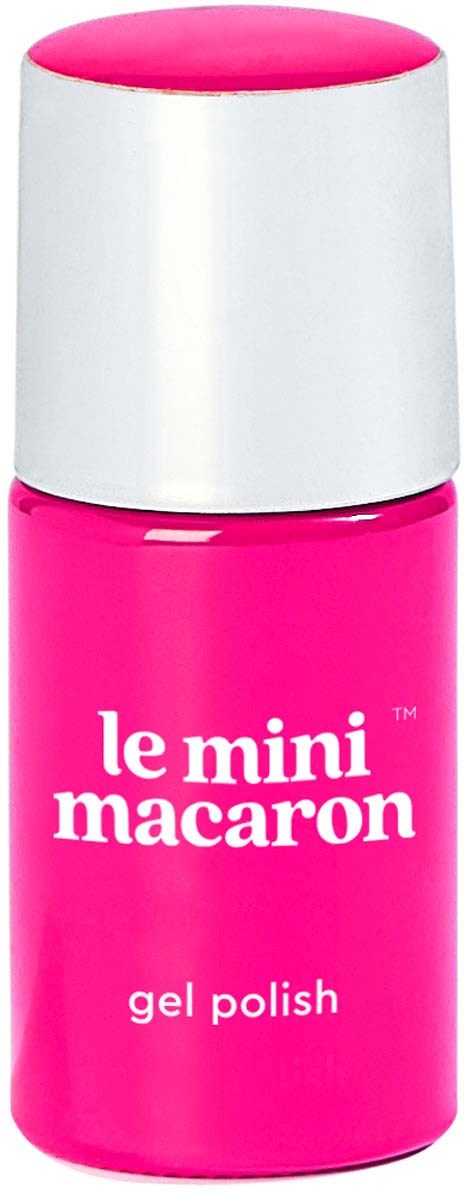 Pink bottle labeled 'le mini macaron gel polish' with a white cap.