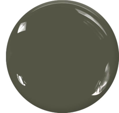 En rund, glänsande mörkgrå eller svart metallboll med reflektioner och ljuspunkter.