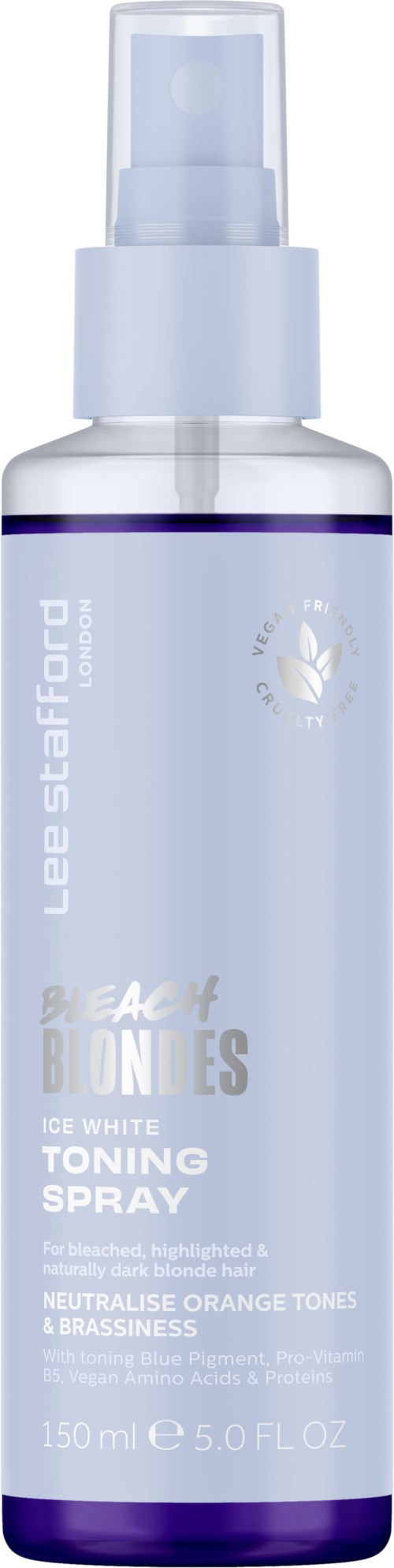 A bottle of ice white toning spray with a spray nozzle, labeled for skin care, contains 150 ml.