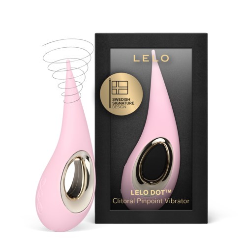 Pink, egg-shaped clitoral vibrator with metallic oval detail, wireless, designed by Swedish Signature. Comes with packaging and branding.