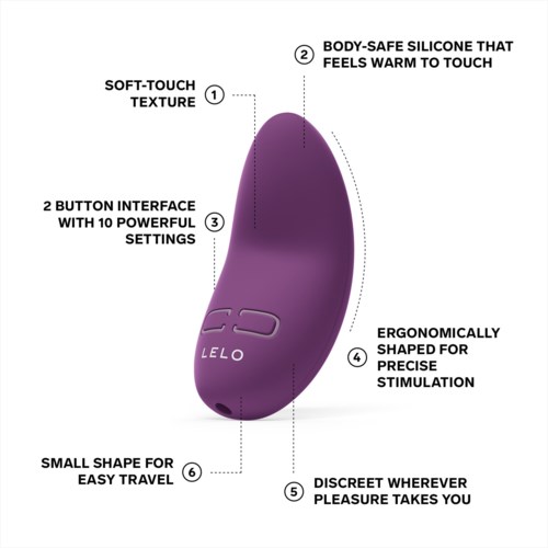 A small purple device with buttons, soft texture, and ergonomic shape, designed for personal stimulation and travel.