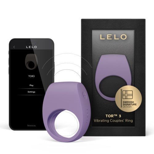 Ein lila Vibrator, ein Smartphone und eine schwarze Box mit der Marke 'LELO'.