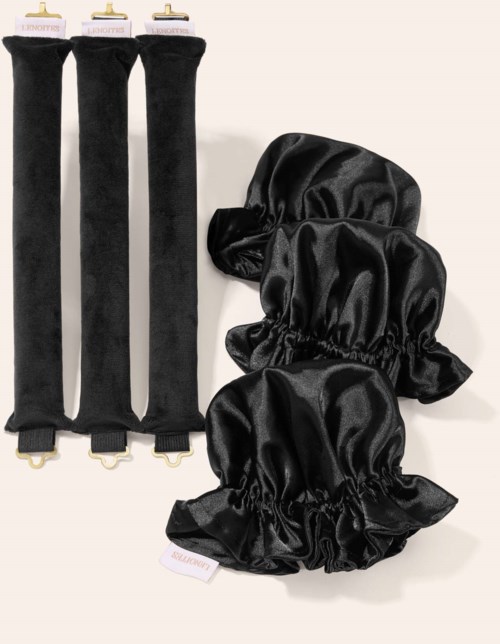 Lenoites Heatless Curling Rods with Caps 3-Pack Set Black