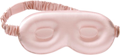 Vaaleanpunainen unilappu, jossa silmät ja kiristysnauha.
