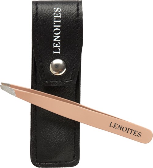 A black case and beige pencil with the word LENOITES on both. The pencil is placed on the case.
