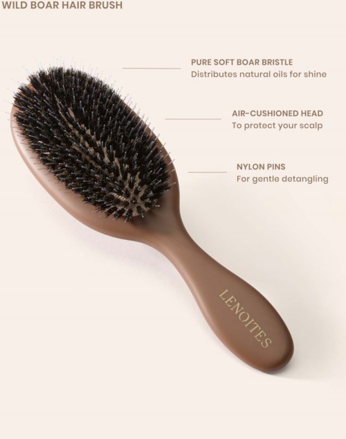 Lenoites Wild Boar Hair Brush with Cleaning Tool Limited Edition