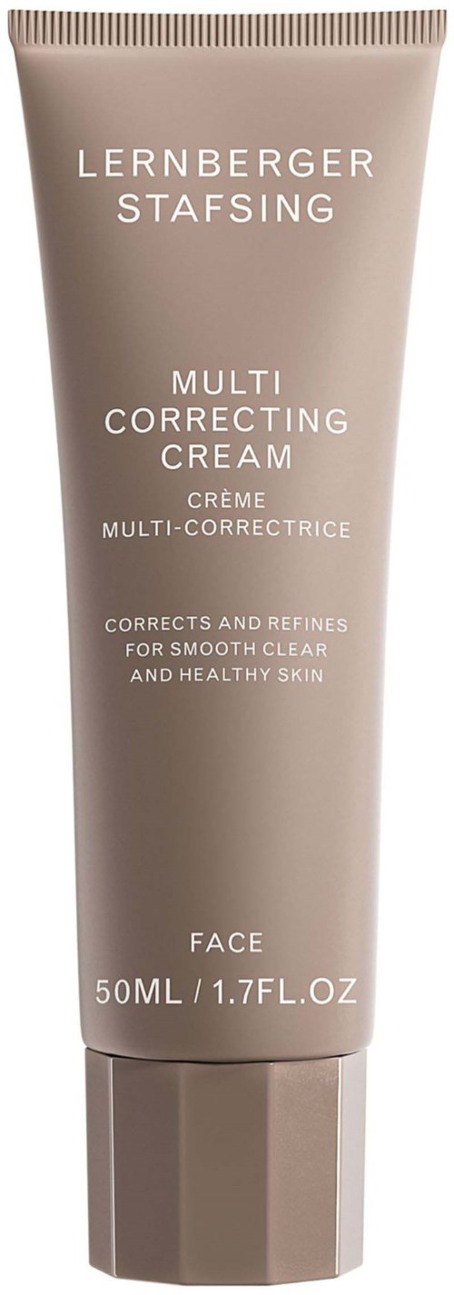 Beige Tube mit weißem Text, labeled 'Lernberger Stafsving Multi Correcting Cream' für das Gesicht.