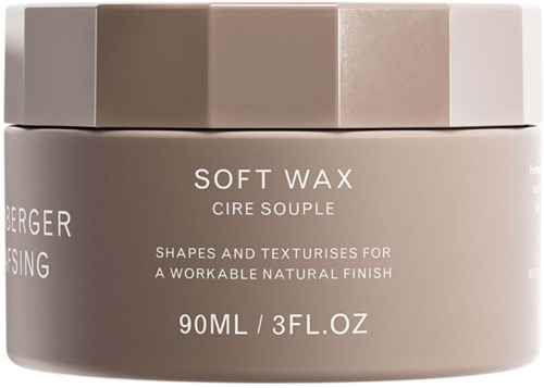A round container of soft wax with different shades, labeled for shaping and a natural finish, size 90ml.