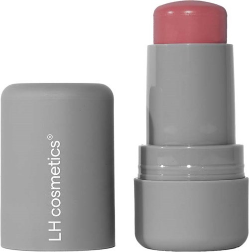 Ein grauer Lippenstift mit pinker Farbe, bezeichnet LH cosmetics.