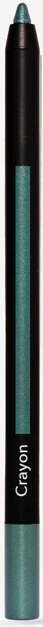 A teal colored crayon with a black top and the word "Crayon" on it.