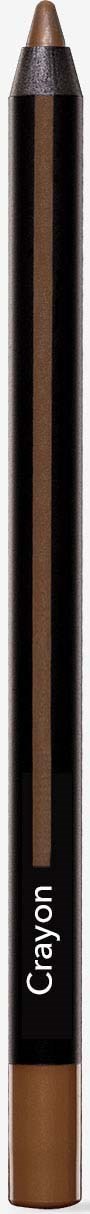 A brown crayon with the word 'Crayon' written on it, standing vertically on a black background.