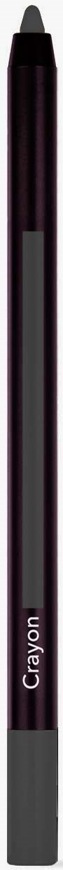A black and gray crayon with a pointed tip and the word 'Crayon' written on it.