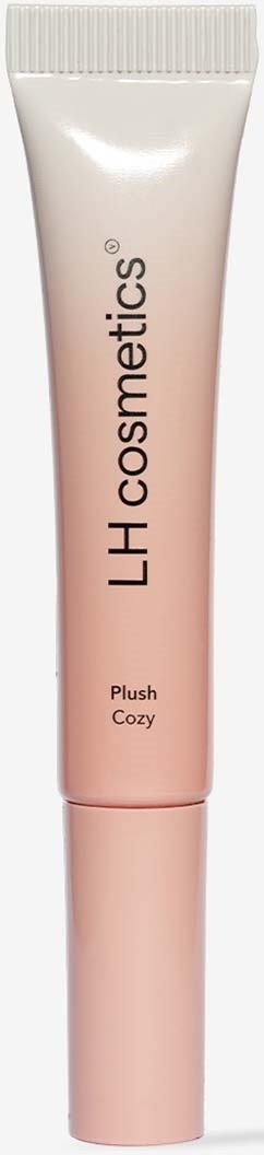 Rote Tube mit schwarzen und weißen Text, bezeichnet 'LH Cosmetics' und 'Plush Cozy.'