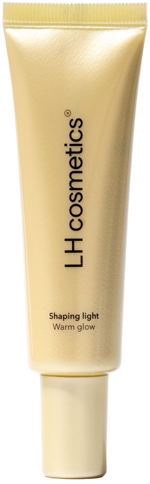 Kultapitettu, jossa lukee LH Cosmetics, Shaping Light, Warm Glow, kirkastavalle iholle.