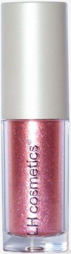 Eine Flasche rosafarbener, schimmernder Nagellack mit weißem Deckel von LH Cosmetics.