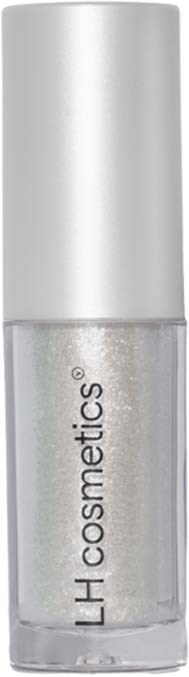 Eine Flasche mit klarem, glitzerndem Nagellack und silberner Kappe von LH Cosmetics.