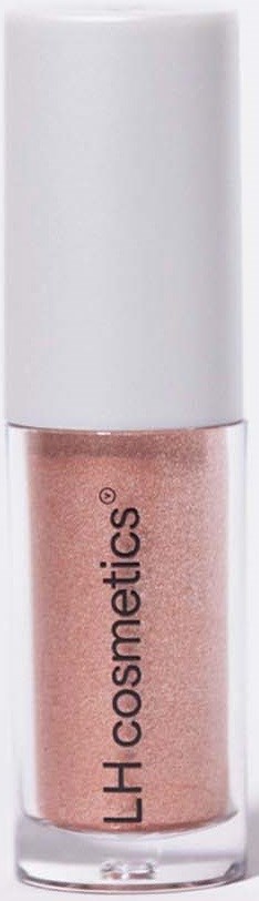 Kleine Flasche mit rosa Kosmetikprodukt und weißem Deckel, beschriftet 'LH Cosmetics.'