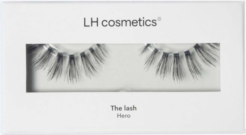Box of false eyelashes labelled 'The lash Hero' from LH cosmetics.