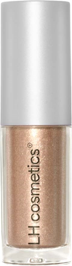 En liten flaske med beige metallisk neglelakk med sølvhette og merke LH cosmetics.