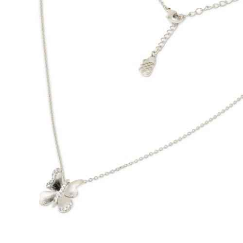Zilveren vlindertijnketting met ketting en kleine rhinestones, met verstelbare sluiting.