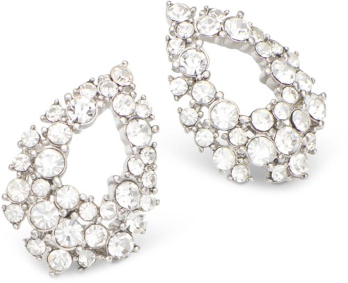 Glittrande silverörhängen med flera klara rhinestones.