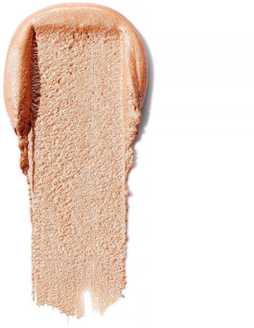 En beige puddersminke med en rund kompakt og en lang stripe av pudermakeup som strekker seg nedover.